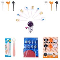 Kit Garfinhos Infantis Para Petisco 14p + 1Colher Bebê(Rosa)