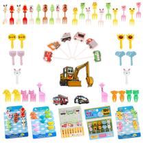 Kit Garfinhos Palitinhos Infantis Para Petisco Frutas Crianças Desenho Animado -46pç Kit Garfinhos Palitinhos Infantis Para Petisco Frutas Crianças Desenho Animado -46pç