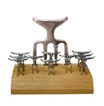 Kit garfo 4 pontas com 10 mini garfos para petisco em alumínio - xpeto Kit garfo 4 pontas com 10 mini garfos para petisco em alumínio - xpeto