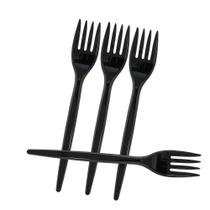 Kit Garfo Descartável Sobremesa Preta 5 Pacotes com 50 Unidades Plastilânia