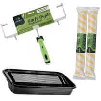 Kit Garfo Duplo + 2 Rolo Lã Antigota + Bandeja 46cm Condor Kit Garfo Duplo + 2 Rolo Lã Antigota + Bandeja 46cm Condor