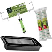 Kit Garfo Duplo + 2 Rolo Lã Pinta mais + Bandeja 46cm Condor Kit Garfo Duplo + 2 Rolo Lã Pinta mais + Bandeja 46cm Condor