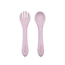 Kit Garfo e Colher Silicone Rosa - Clingo Kit Garfo e Colher Silicone Rosa - Clingo