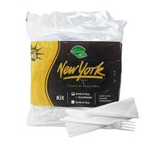 KIT GARFO E FACA C/ GUARDANAPO C/50 UNIDADES Branco - New York