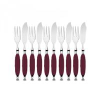 Kit Garfo e Faca Peixe Cozinha 10 Pçs Bordô Country Bugatti Kit Garfo e Faca Peixe Cozinha 10 Pçs Bordô Country Bugatti