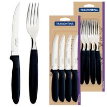 Kit Garfo e Faca Tramontina Aço Inox 24 Peças Conjunto Ipanema Talheres De Mesa Facas Para Churrasco