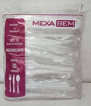 Kit garfo/faca refor mexa bem branco com 50 kits