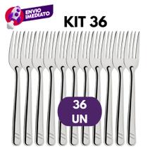 Kit Garfo Mesa Aço Inox Jogo Talher Mesa Jantar Refeição Dia a Dia Bar Restaurante Lanchonete