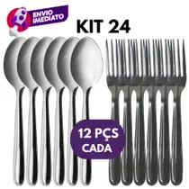 Kit Garfo Sobremesa E Colher Sobremesa Aço Inox Conjunto Jogo Talher Dia a Dia Restaurante Cozinha