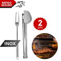 Kit Garfo Trinchante Pegador Inox Resistente Anticorrosão Servir Carnes Churrasco Cozinha Resaturante