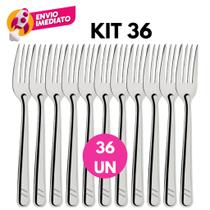 Kit Garfos Inox Conjunto Jogo Talher Mesa Jantar Refeição Bar Restaurante Lanchonete C/12, 24 ou 36U