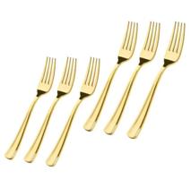 kit Garfos Sobremesa Dourados 6pçs Mesa Posta