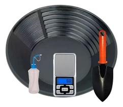 Kit Garimpo Bateia Americana + Balança De Precição + Mini Pá
