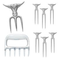 Kit Garra de Urso + Garfo Tridente + 6 Mini Tridente Petisco Churrasco
