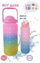 Kit Garrafa Água Galão Squeeze Academia Escola 2l + 750ml+ Adesivos