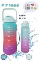 Kit Garrafa Água Galão Squeeze Academia Escola 2l + 750ml+ Adesivos