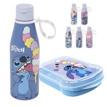 Kit Garrafa de Água e Sanduicheira Lancheira Lilo Stitch