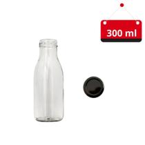 Kit Garrafa de vidro suco 300 ml com tampa e lacre (10 Unidades)