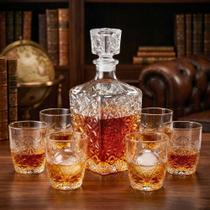 Kit Garrafa de Whisky 780ml e 6 Copos Bormioli Rocco Dedalo Vidro Italiano Original