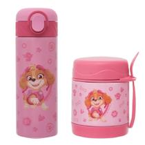 Kit Garrafa e Pote Térmico Infantil Aço Inox Patrulha Canina Skye