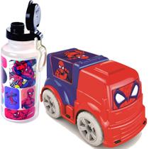 Kit Garrafa Homem Aranha 600ml Carrinho Brinquedo Infantil