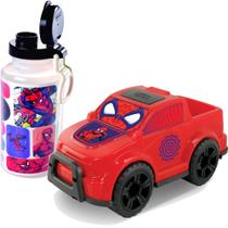 Kit Garrafa Homem Aranha Carrinho Brinquedo Infantil