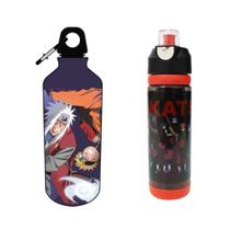 Kit Garrafa Mosquetão Naruto e Jiraiya e Lock AKATSUKI