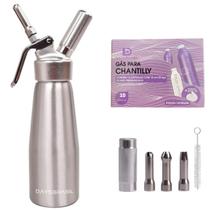 Kit Garrafa Sifão Inox com Porta Capsulas e Bocos em Inox Ideal para Chantilly e Moscow Mule 500 ml com 10 Capsulas de Gás NO2 para Chantili