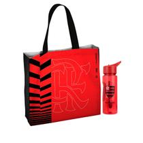 Kit Garrafa Squeeze 700ml Com Canudo e Sacola Do Flamengo Eco Bag Sustentável Resistente Suporta Até 15Kg - Licenciado