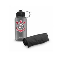 Kit Garrafa Squeeze Corinthians Timão Com Toalha Microfibra