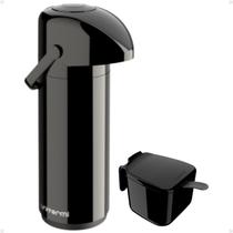 Kit Garrafa Térmica 1 Litro Sistema Pressão Verona Açucareiro 350 ML Garrafa Alça Ampola de Vidro