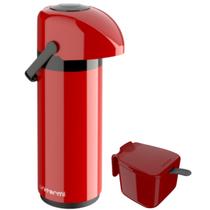 Kit Garrafa Térmica 1 Litro Sistema Pressão Verona Açucareiro 350 ML Garrafa Alça Ampola de Vidro