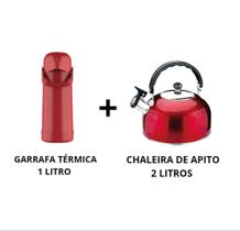 Kit Garrafa térmica 1 Litro Termolar + Chaleira inox 2 Litros