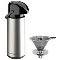 Kit Garrafa térmica 1,8 Litros Inox Verona + Coador de Inox Filtro de café Permanente Unitermi Kit Garrafa térmica 1,8 Litros Inox Verona + Coador de Inox Filtro de café Permanente Unitermi