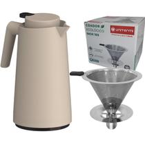 Kit Garrafa Térmica 1L VerCelli com Coador Inox Tamanho 103 Filtro de Café Permanente Unitermi