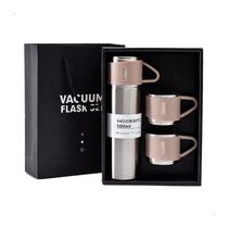 Kit Garrafa Térmica + 3 Xícaras Vacuum Flask Set 500ml