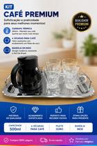 Kit Garrafa Térmica 500ml Preta Bandeja Inox 4 Xícaras