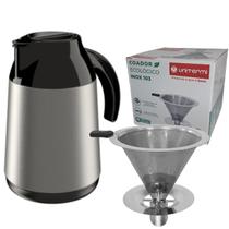 Kit Garrafa térmica 600ML Inox Berlim Coador de Inox Tamanho 103 Filtro de café Permanente Unitermi Kit Garrafa térmica 600ML Inox Berlim Coador de Inox Tamanho 103 Filtro de café Permanente Unitermi