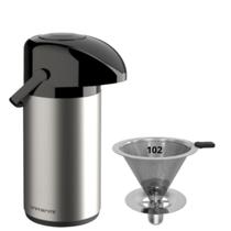 Kit Garrafa térmica 600ML Inox Verona + Coador de Inox Filtro de café Permanente Unitermi