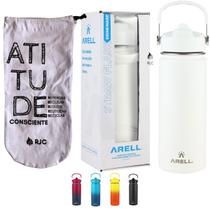 KIT Garrafa Térmica Arell Straw Flask 532ml com Saquinho Algodão