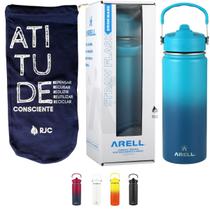 KIT Garrafa Térmica Arell Straw Flask 532ml com Saquinho Algodão