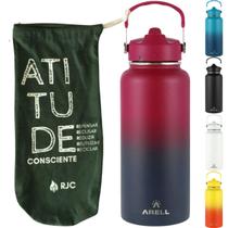 KIT Garrafa Térmica Arell Straw Flask 946ml Inox com parede dupla e Saquinho RJC 100% algodão KIT Garrafa Térmica Arell Straw Flask 946ml Inox com parede dupla e Saquinho RJC 100% algodão