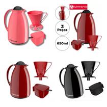 Kit Garrafa Térmica Bule Café Porta Filtro Coador Açucareiro