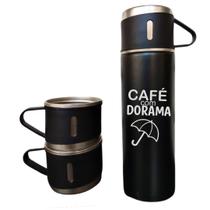 Kit Garrafa Térmica C/ 3 xícaras 400ml Café com dorama