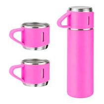 Kit Garrafa Térmica Com 2 Xicaras para Bebidas Quentes ou Frias Diversas Cores Inox