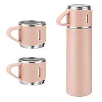 Kit Garrafa Térmica Com 2 Xicaras para Bebidas Quentes ou Frias Diversas Cores Inox