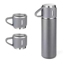 Kit Garrafa Térmica Com 2 Xicaras para Bebidas Quentes ou Frias Diversas Cores Inox