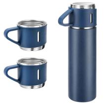 Kit Garrafa Térmica Com 2 Xicaras para Bebidas Quentes ou Frias Diversas Cores Inox