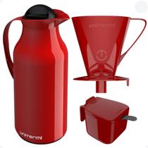 Kit Garrafa Térmica de 1L Siena + Suporte Porta Filtro de Café 102 e 103 + Açucareiro Unitermi