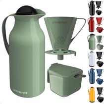 Kit Garrafa Térmica de 1L Siena + Suporte Porta Filtro de Café 102 e 103 + Açucareiro Unitermi